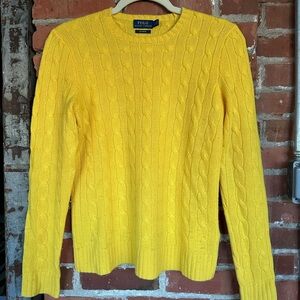 Ralph Lauren Bright Yellow Crewneck Cable Knit Sweater